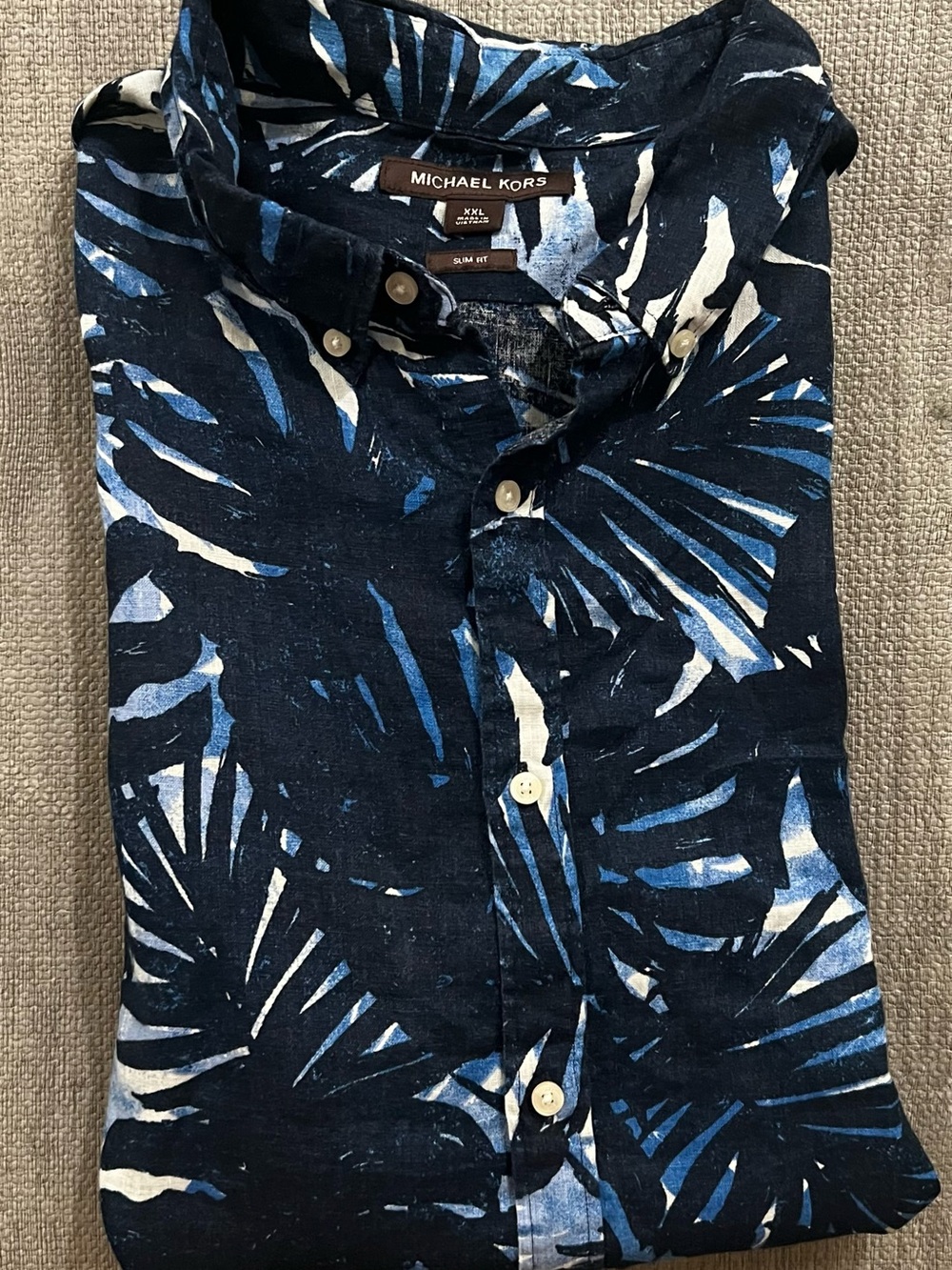 Michael Kors Men’s 2XL Tropical Floral Woven Short Sleeve Button-Up Shirt